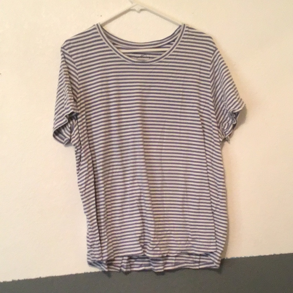 H4 Size XXXL Eddie Bauer Blue and White Striped Short Sleeve Tee